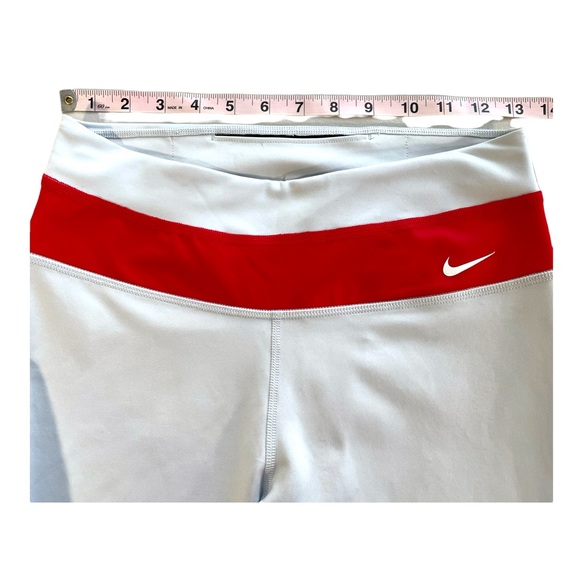 Nike Dri-Fit Light Gray & Red Leggings / Running Pants w/ Large Logo in Size Med - Picture 11 of 13